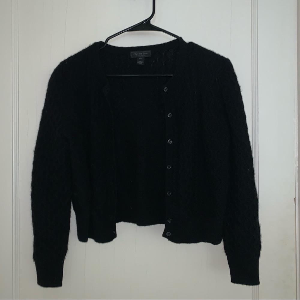 Saks Black Cashmere Button Down Sweater